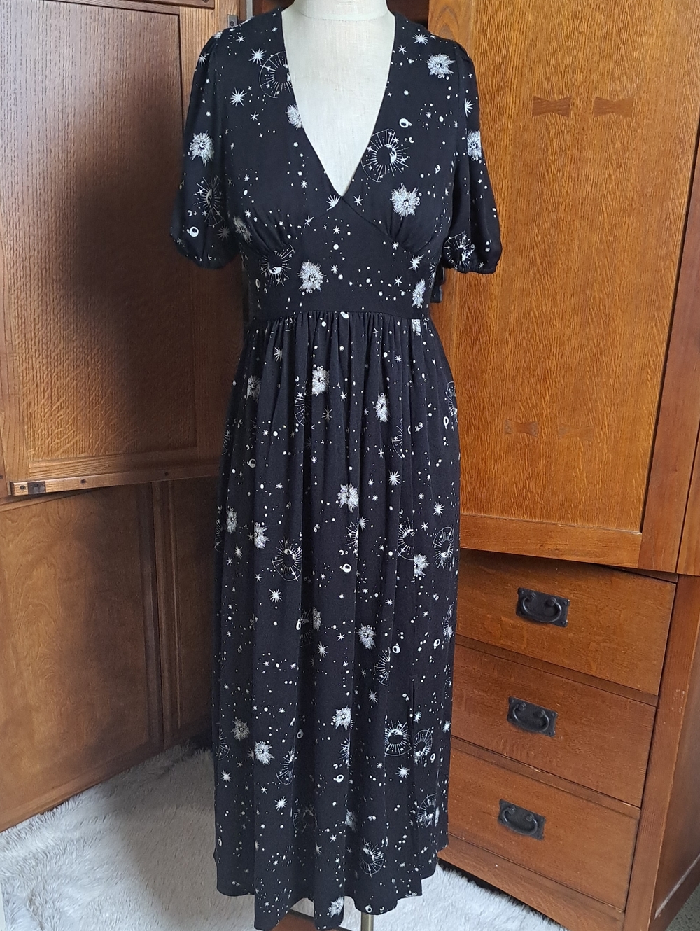 Disturbia Comet Celestial Puff Sleeve Midaxi Dress ✨ US 2 / UK 6 NWT - Picture 6 of 14
